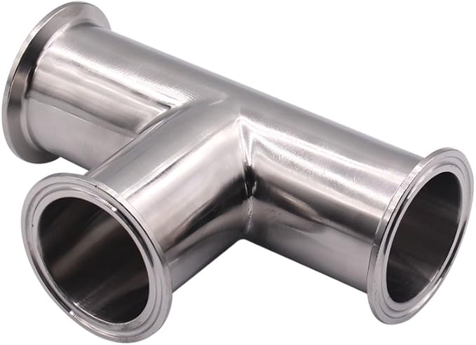 DERNORD Clamp Tee 3 Way Stainless Steel 304 Sanitary Fitting Fits 2" Tri-clamp, 51mm Pipe OD