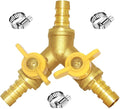 Joywayus 3/8" ID Hose Barb, Y Shaped Type 3 Way Brass Shut Off Ball Valve Fitting Large Flow Upgraded Version