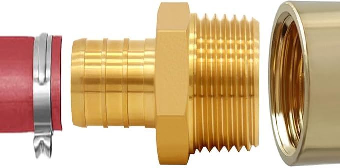 8PCS LF Brass 1/2 Inch PEX Barb to 1/2 NPT Male Straight Coupling Pipe Crimp Fitting