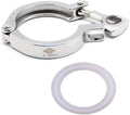 QiiMii Stainless Steel 304 Heavy Duty Sanitary Clamp Single Pin Tri Clover 2 inch with 1 pc Silicone Gasket
