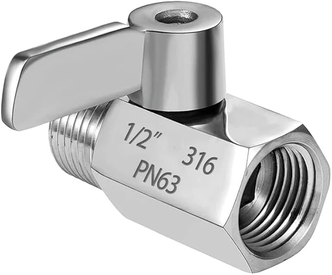 316 Stainless Steel Mini Ball Valve 1/2 Inch NPT Male to Female Thread Shut Off Valve for Water,Oil and Gas
