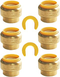 HQMPC 1" Push Fit PEX End Cap, Push-to-Connect, No lead Brass Plumbing Fittings for Copper, CPVC 6Pcs Disconnect Clip Included