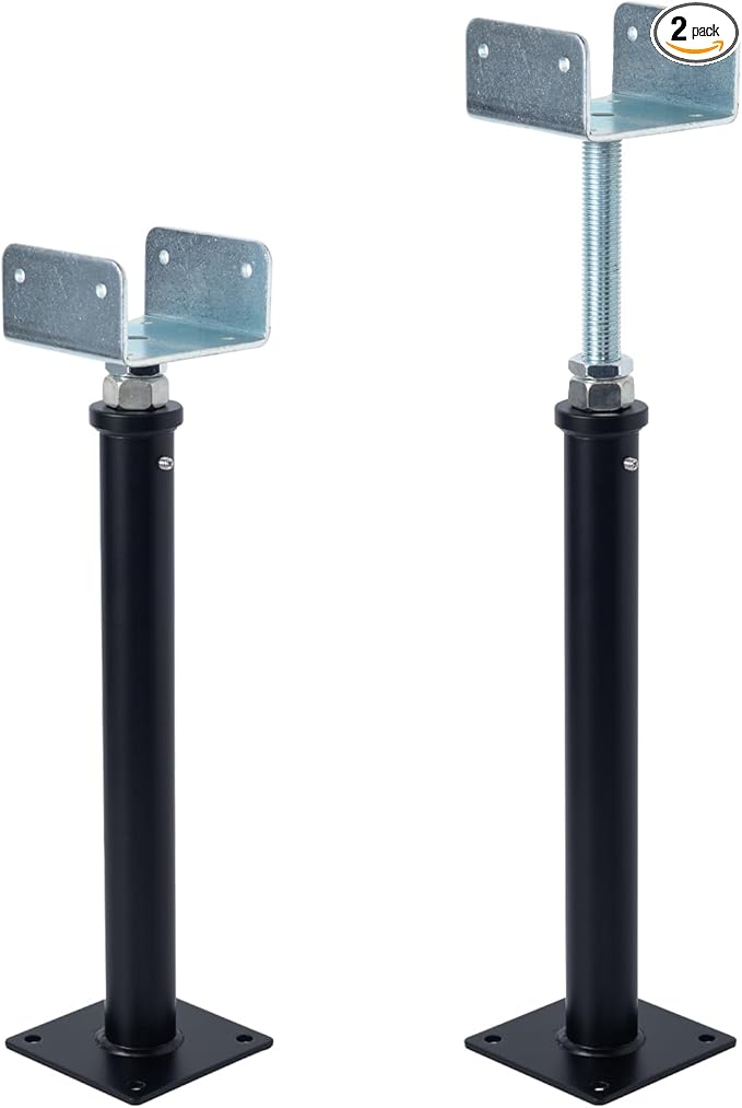 2 Pack U-Shaped Floor Jack - Adjustable Steel Beam Support for 4x2, 4x4, 4x6 Joists Heavy Duty Screw Jack with U-Head Telepost & House Jack.15-19 Inch Adjustment Range.