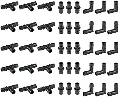 45Pcs EFIELD 3/4"Poly PEX-A Tee,Elbow,Coupling 15 PCS Each(PPSU1960033-45)
