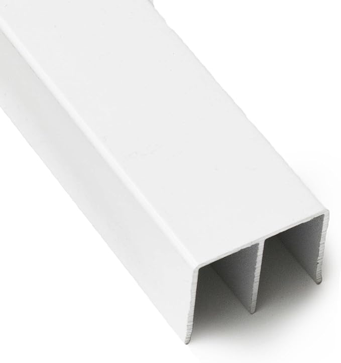 Top Double Channel Track for Bypass & French Sliding Screen Doors - Replacement Sliding Screen Door Upper Tracking System Hardware - White Aluminum Track - 1-1/2” Wide 1” Deep - 96 in, 3 Piece