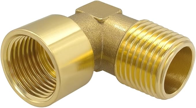 Hooshing 2PCS 90 Degree Street Elbow 1/2" NPT Male to 1/2" NPT Female Brass Pipe Fitting