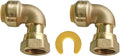 HQMPC Push Elbow Coupling with Union 1/2"X1/2" 2Pcs No Lead Push-to-Connect Plumbing Fittings Brass Pipe Connector Fittings for Copper PEX CPVC