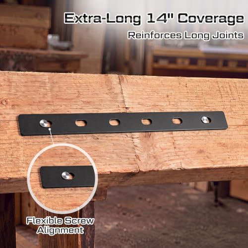 Zonon 12 Pack 14 Inch Steel Mending Plates, Straight Repair Brackets