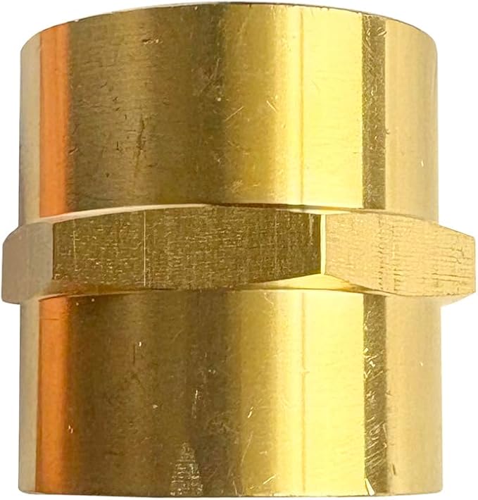 1" Female Threaded Hex Nipple Brass Coupling NPT Pipe Fitting Pipe Adapter Straight Connectors for Air, Gas, Oil, Fuel, Propane Pack of 2