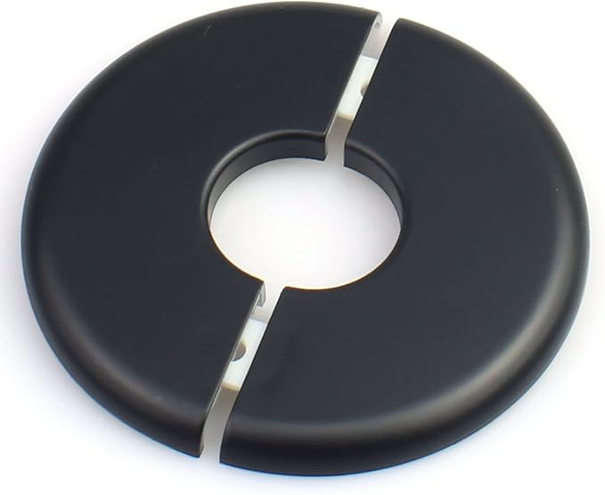 FDXGYH 2 Pcs ID 2.52 Inch ABS Wall Split Flange Self-Adhesive tape Round Escutcheon Plate Cover for Water Pipe Faucet Decoration Accessories [Black]