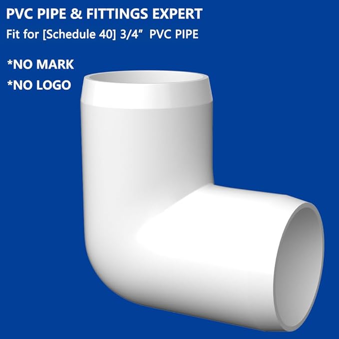 ‌letsFix 90 Degree PVC Fittings 3/4 Inch (10-Pack), Furniture-Grade, Heavy-Duty Pipe Connectors for Plumbing, DIY Projects, and Home Furniture Assembly, Compatible with 3/4" Schedule 40 PVC Pipes‌