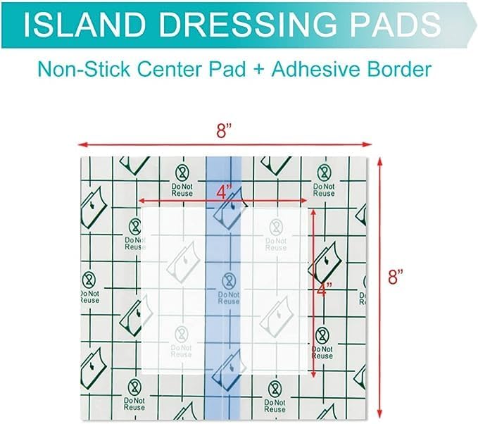 8"x8" Waterproof Shower Cover Incision Bandages for Large Wound with No Glue On The Center Adhesive Transparent Shower Protector Post Surgical Water Barrier Guard Pack of 25