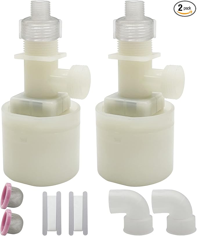 Water Float Valve, Water Level Control Water Tank Traditional Float Valve Upgrade 2 PCS（1/2" to 1/4", up inlet）