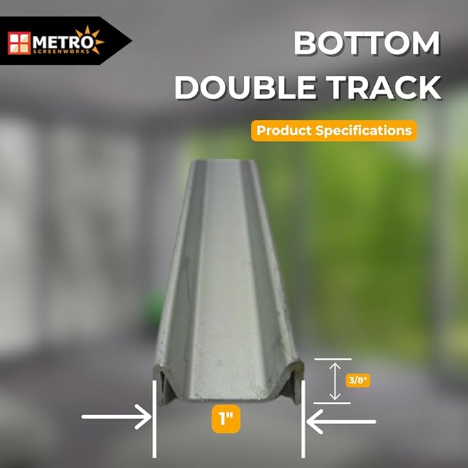 Deluxe Double Sliding Door Bottom Track for French Doors - Easy Assembly Hardware for DIY & Replacement - Heavy Duty Silver Aluminum Track Satin Finish - 1” Wide 3/8” Tall - 96 in, 4 Pieces