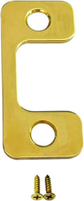 QCAA Solid Brass Deadbolt Strike Plate, Adjustable Jamb Plate, for Electronic Locks, Polish Brass, 1 Pack, Made in Taiwan
