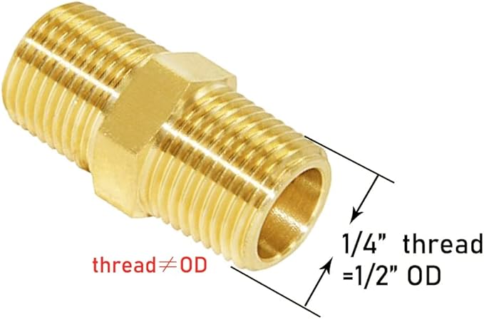 Joywayus Brass Pipe Fitting Hex Nipple Equal 5Pcs 1/4"NPT Male + 5Pcs 1/4"NPT Female Air Fuel Water (Pack of 10)