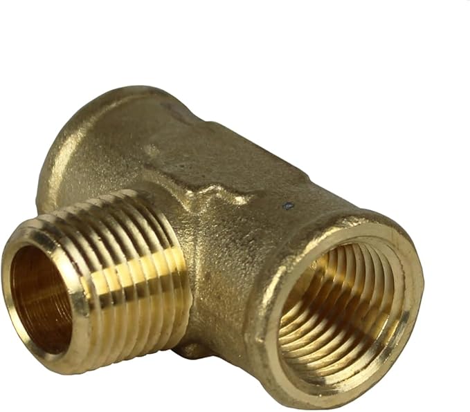 Male Branch Tee 1/2" Male NPT x 1/2" Female NPT Brass Union Tee Pipe Connector
