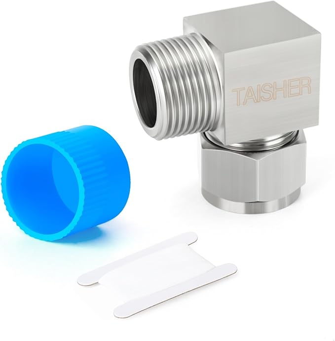 TAISHER 1PCS 304 Stainless Steel Square 90 Degree Compression Tube Pipe Fitting Connector, 3/8" Tube OD x 1/4" NPT Male Adapter