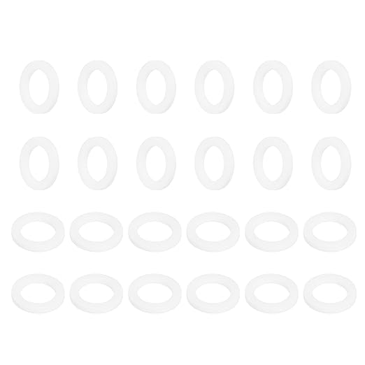 MECCANIXITY PTFE Flat Washers, 24Pack 18mm OD 12mm ID 2mm Thick Sealing Spacer Gasket Ring for Faucet Pipe Hose Bolt Machinery, White