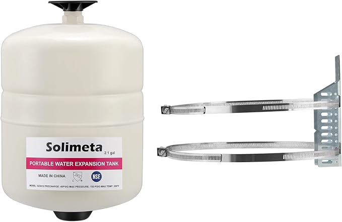 Solimeta 2.1 Gallon Potable Water Expansion Tank With Adjustable Wall Mounting Bracket