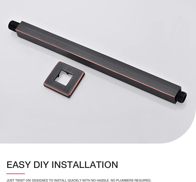 TRUSTMI Bronze Shower Arm with Flange 16 Inch Square Rainfall Shower Head Extension Arm, Ceiling Mounted, Straight, Oil Rubbed Bronze