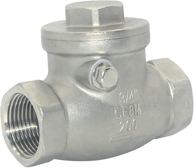 Stainless Steel SS316 Swing Check Valve,NPT Female x Female Thread,WOG 200 PSI PN16 CF8M (3/4")