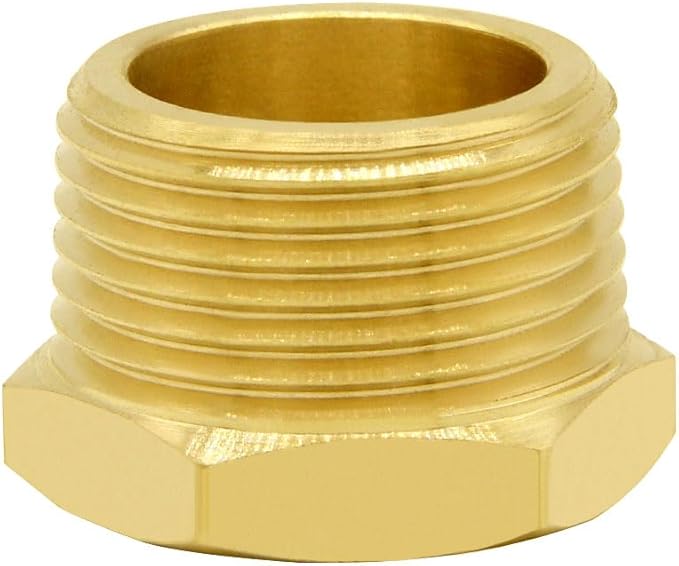 Joywayus Brass Reducer Hex Bushing Reducing Cast Pipe Fitting 3/4" NPT Male x 1/4" NPT Female Adapter(Pack of 2)