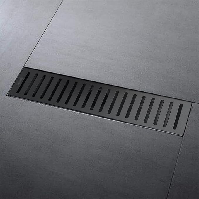 Neodrain Linear Shower Drain with Removable Grate, 12 Inch Matte Black, with Watermark&CUPC Certified, Includes Hair Strainer