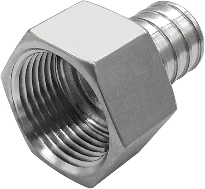 Barb Crimp PEX 3/4" x 3/4" NPT Female Thread Adapter Stainless Steel Crimp Fitting (Pack of 3)
