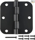 3 Pack Matte Black Door Hinges 3.5" x 3 1/2 Interior Round Door Hinge 3 ½",5/8" Radius Flat Finished Iron Standard Residential Structures Hardware for Backyard shed/Basement Access/Garage Side Door