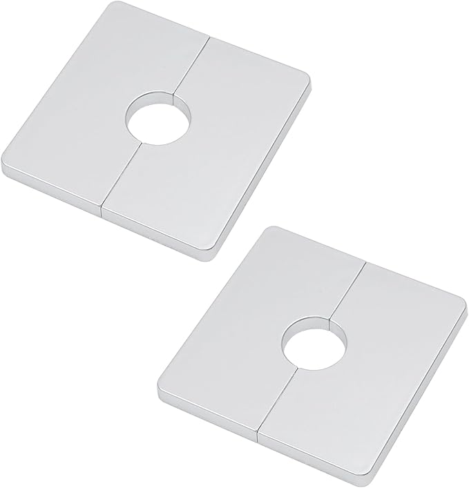 2 Pcs Wall Split Flange, ABS Square Self-Adhesive Escutcheon Plate Buckles Design for 0.86"/22mm,Silver