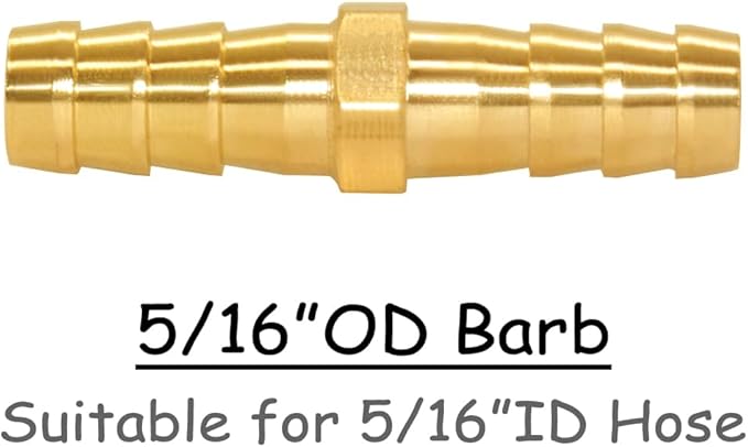 8PCS Brass 5/16"OD Barb Splicer Mender Hose Barb Fitting Straight 2-Way Union Garden Hose Repair Fittings for Water/Oil/Gas