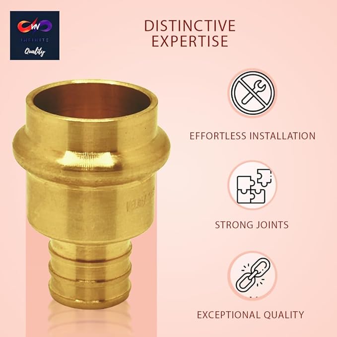 3/4 inch PEX Press Fitting 3/4-inch Crimp Coupling Brass Adapter For Copper and Pex Pipe Fittings Connection 3/4" (Pack of 5)