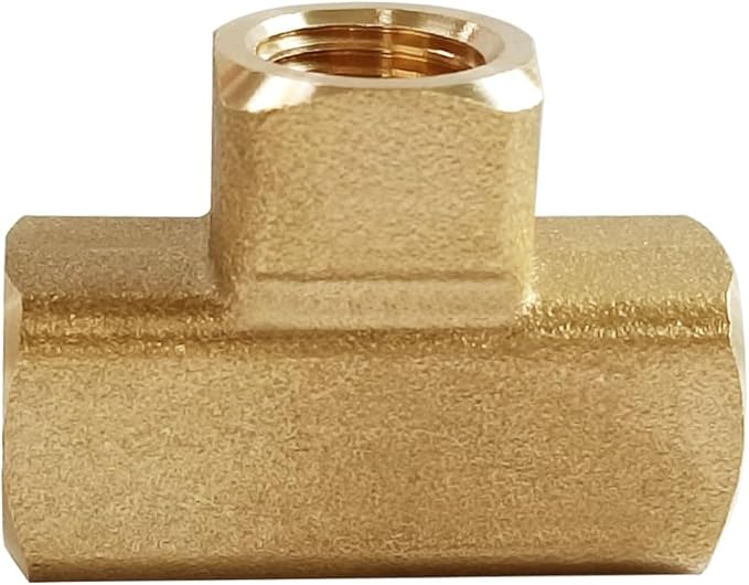 2PCS Brass Tee Pipe Fitting 1/4" NPT Female for Water/Oil/Gas