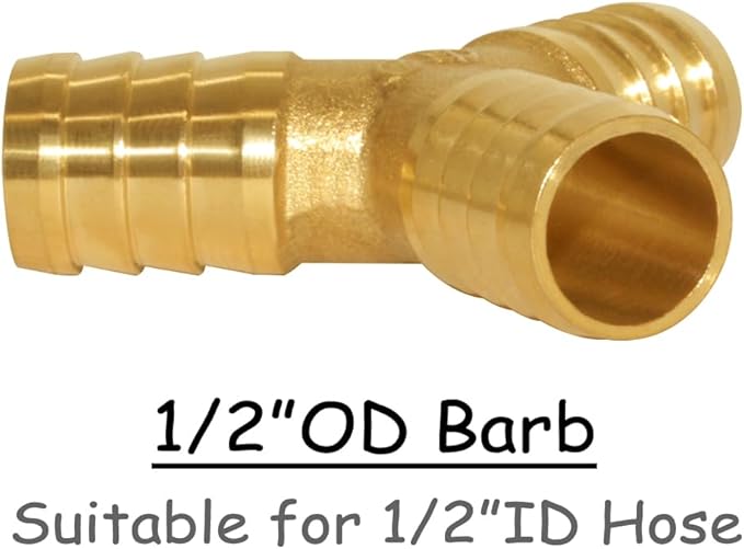 3PCS Solid Brass 1/2"OD Barb Fitting Y 3-Way Union Intersection Barbed Hose Fittings for Water/Oil/Gas