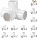 12 Pack 1 1/4" SCH40 PVC Elbow Pipe Fitting, 4-Way PVC Elbow Corner Side Outlet Tee Fitting, Furniture Grade Pipe Connectors for DIY Project, Pond Protection, Socket x Socket