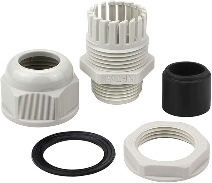 XHF 2 Pcs 1" IP68 Strain Relief Nylon Cord Grip Waterproof NPT Cable Glands Adjustable UL Listed and RoHS Compliant (Grey)
