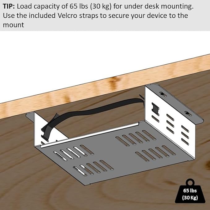 AEONS Under Desk Computer Mount Laptop PC Mount Wall Mount for Small Form Factor Case Desk Holder Shelf Drawer 10" x 3" x 8"