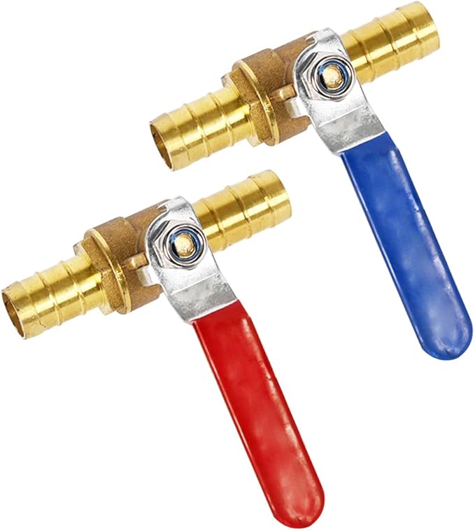 1/2 Inch PEX Crimp Brass Shut-Off Ball Valve for Hot and Cold Water (Pack of 12)