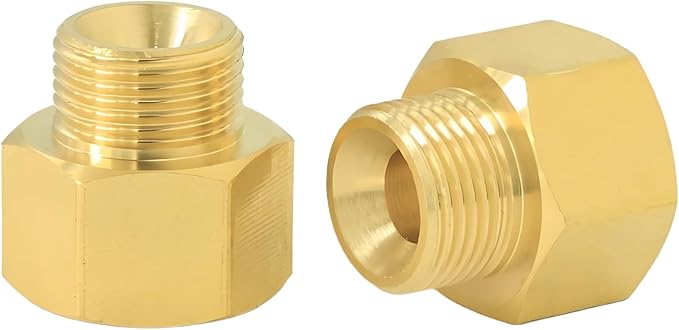 3/8" Female Thread × 9/16" Male Thread Extension Adapter, British-to-US Standard Brass Adapter Fitting. For angle valves, kitchen faucets, RV water pipe joints, radiator valves. 2PCS