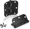 KNOBWELL 18 Pack Matte Black Door Hinges No Squeak 3.5" x 3.5" Door Hinges with 5/8" Radius Corners for Interior Door/Residential Use