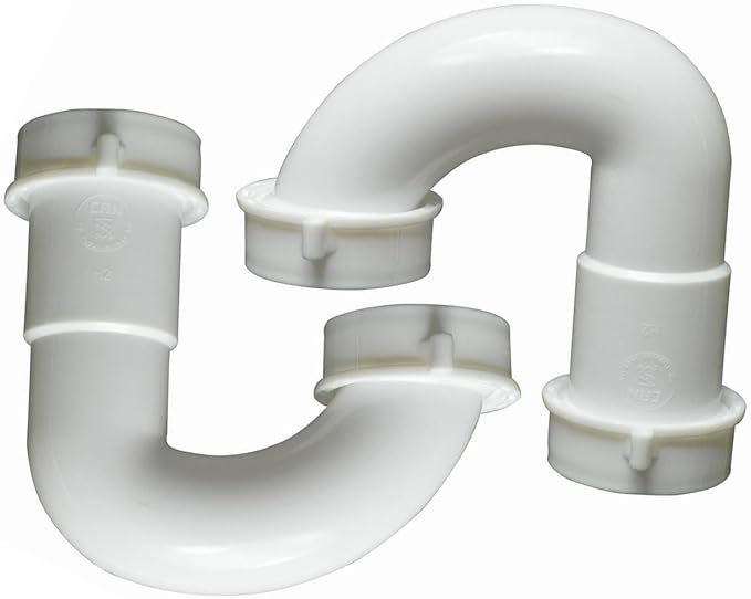 Replacement 2-Pack 1-1/2 Inch Plastic Tubular Slip Joint J-Bend with Nuts & Washers for Thrifco Plumbing 4401653