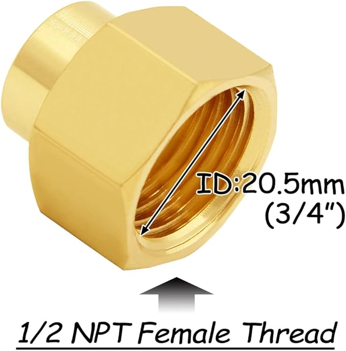 3PCS Brass Reducer Adapter, 3/8" NPT Female to 1/2" NPT Female Thread, Hex Reducing Pipe Fitting Coupler Nipple Connector for Water/Oil/Gas