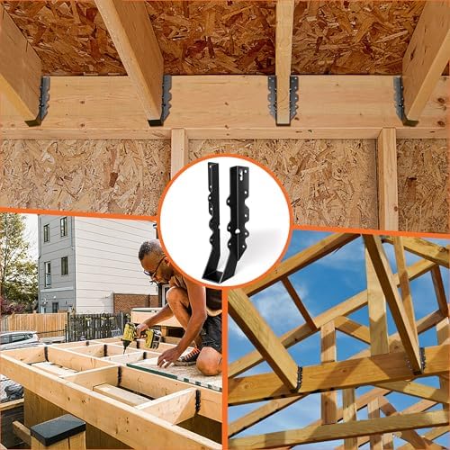 50 Pcs Black 2x10 Joist Hanger,LU210 18 Gauge Double Shear Face Mount Joist Hanger,Hurricane Ties for Rafters Tie Brackets Great for Floor Deck and Ceiling Joists