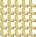 25 Pack 3/4" PEX Fittings, PEX Elbow Fittings, Brass PEX Fittings