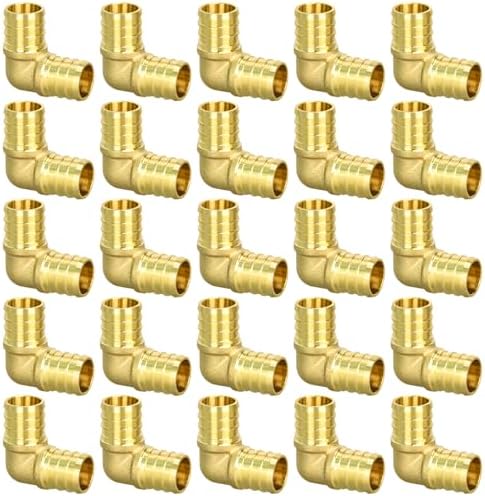 25 Pack 3/4" PEX Fittings, PEX Elbow Fittings, Brass PEX Fittings