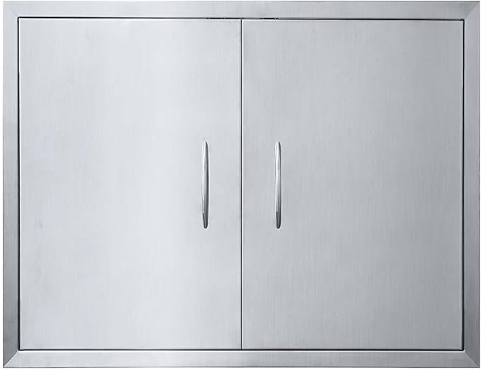 JIE JIN 30" W X 21" H Outdoor Kitchen Doors Double Doors Thickened 304 Brushed Stainless Steel BBQ Access Door BBQ Island Doors Outdoor Kitchen Accessories Door for Outdoor Kitchen BBQ Island