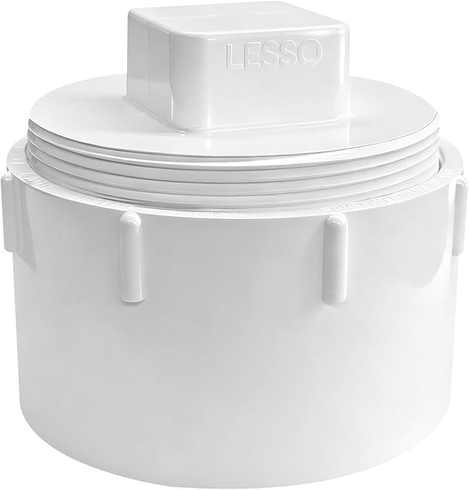 LESSO 3" PVC Sewer Cleanout Adapter with Plug Pipe Fitting, PVC DWV Flush Sewer Cleanout Cap for Drainage Piping System