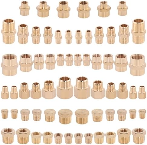 KOOTANS 66PCS Brass Pipe Fittings Assortment Kit Pipe NPT Set