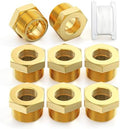 TAISHER 8PCS Brass Reducer Hex Bushing Threaded Pipe Fitting 3/4" NPT Male x 1/2" NPT Female Adapter